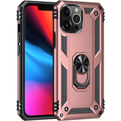 Mobigear Armor Ring iPhone 13 Pro Hülle Hardcase Backcover Stoßfest mit Ringhalter - Roségold