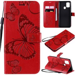 Mobigear Butterfly Samsung Galaxy A21s Hülle Klapphülle Geldbörse - Rot