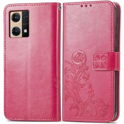 Mobigear Clover OPPO Reno 7 4G Hülle Klapphülle Geldbörse - Magenta