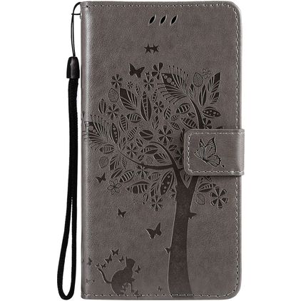 Mobigear Tree Samsung Galaxy S21 Hülle Klapphülle Geldbörse - Grau