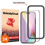 GrizzlyCoat Easy Fit iPhone 15 Plus Panzerglas Gehärtetes Glas Displayschutz - Hüllenfreundlich + Applikator - Schwarz (3er Pack)