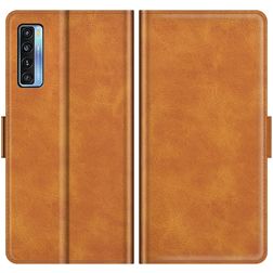 Mobigear Slim Magnet TCL 20L Hülle Klapphülle Geldbörse - Cognac