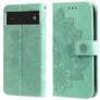 Mobigear Flowers Google Pixel 6 Hülle Klapphülle Geldbörse - Grün