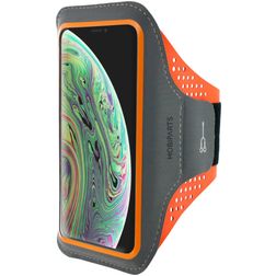 Mobiparts Comfort Fit Handyhalterung Joggen iPhone X Sporthülle Neopren Sportarmband - Neon Orange
