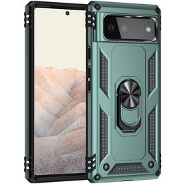 Mobigear Armor Ring Google Pixel 6 Hülle Hardcase Backcover Stoßfest mit Ringhalter - Grün