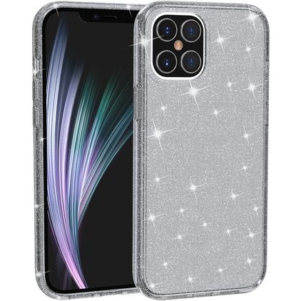 Mobigear Glitter iPhone 12 Pro Hülle Hardcase Backcover - Grau