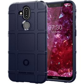 Mobigear Rugged Shield Nokia 8.1 Hülle Flexibles TPU Backcover Stoßfest - Dunkelblau Mobigear Rugged Shield Nokia 8.1 Hülle Flexibles TPU Backcover Stoßfest - Dunkelblau