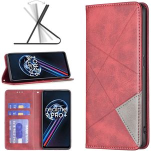 Mobigear Rhombus Slim Realme 9 Pro Plus Hülle Klapphülle - Rot