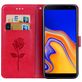 Mobigear Roses Samsung Galaxy J6 Plus Hülle Klapphülle Geldbörse - Rot