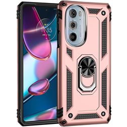 Mobigear Armor Ring Motorola Edge 30 Pro Hülle Hardcase Backcover Stoßfest mit Ringhalter - Roségold