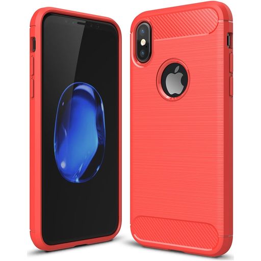 Mobigear Brushed Slim iPhone XS Hülle Flexibles TPU Backcover - Rot