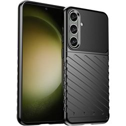 Mobigear Groove Samsung Galaxy S24 Plus Hülle Flexibles TPU Backcover - Schwarz