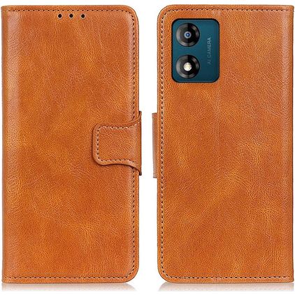 Mobigear Classy Motorola Moto E13 Hülle Klapphülle Geldbörse - Cognac