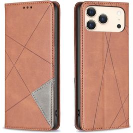 Mobigear Rhombus Slim iPhone 17 Pro Hülle Klapphülle - Braun