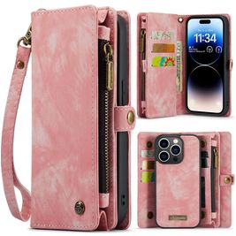 Caseme 008 iPhone 14 Pro Hülle Abnehmbare 2in1 Klapphülle Geldbörse - Pink