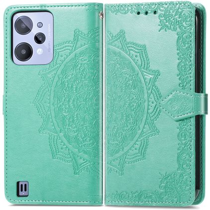 Mobigear Mandala Realme C31 Hülle Klapphülle Geldbörse - Grün