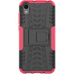 Mobigear Tire HONOR 8S Hülle Hardcase Backcover Stoßfest mit Ständer - Schwarz / Pink