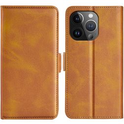 Mobigear Slim Magnet iPhone 15 Pro Hülle Klapphülle Geldbörse - Cognac