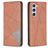 Mobigear Rhombus Slim Samsung Galaxy S25 Hülle Klapphülle - Braun