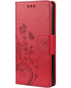 Mobigear Flowers Samsung Galaxy A53 Hülle Klapphülle Geldbörse - Rot
