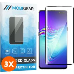 Mobigear Premium Samsung Galaxy S10 5G Panzerglas Gehärtetes Glas Displayschutz - Hüllenfreundlich - Schwarz (3er Pack)
