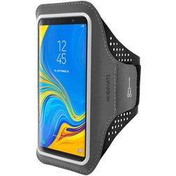 Mobiparts Comfort Fit Handyhalterung Joggen Samsung Galaxy A7 (2018) Sporthülle Neopren Sportarmband - Schwarz
