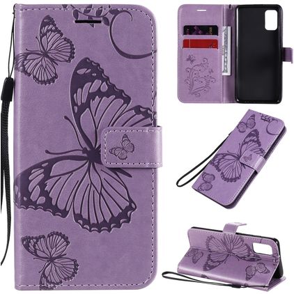 Mobigear Butterfly Samsung Galaxy A41 Hülle Klapphülle Geldbörse - Lila