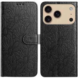 Mobigear Flowers iPhone 17 Pro Hülle Klapphülle Geldbörse - Schwarz