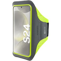 Mobiparts Comfort Fit Handyhalterung Joggen Samsung Galaxy S24 Sporthülle Neopren Sportarmband - Neon Green