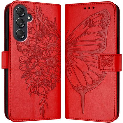 Mobigear Butterfly Samsung Galaxy M55 Hülle Klapphülle Geldbörse - Rot