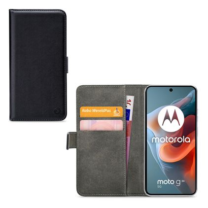 Mobilize Classic Gelly Wallet Motorola Moto G34 Klapphülle Portemonnaie - Schwarz