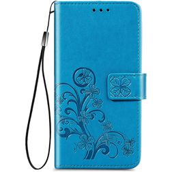 Mobigear Clover Samsung Galaxy A52s 5G Hülle Klapphülle Geldbörse - Blau