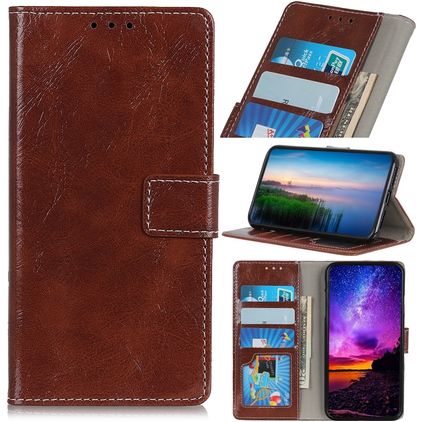 Mobigear Basic Samsung Galaxy A20e Hülle Klapphülle Geldbörse - Braun