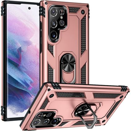 Mobigear Armor Ring Samsung Galaxy S23 Ultra Hardcase Backcover Shockproof mit Ringhalter - Roségold