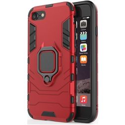 Mobigear Armor Ring iPhone SE (2020) Hülle Hardcase Backcover Stoßfest mit Ringhalter - Rot