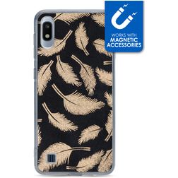 My Style Magneta Samsung Galaxy A10 Hülle Flexibles TPU Backcover - Golden Feathers