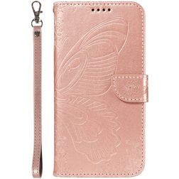 Mobigear Butterfly Samsung Galaxy S25 Plus Hülle Klapphülle Geldbörse - Roségold