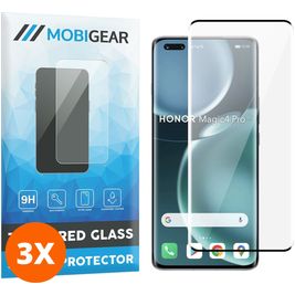 Mobigear Premium HONOR Magic 4 Pro Panzerglas Gehärtetes Glas Displayschutz - Hüllenfreundlich - Schwarz (3er Pack)