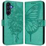 Mobigear Flowers Samsung Galaxy A17 Hülle Klapphülle Geldbörse - Grün