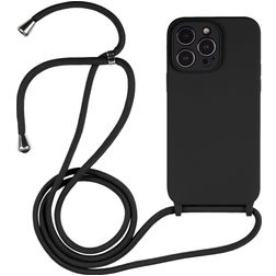 Mobigear Lanyard iPhone 15 Pro Max Silikon Handykette - Schwarz
