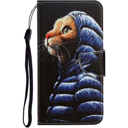 Mobigear Design Huawei P40 Lite E Hülle Klapphülle Geldbörse - Katze