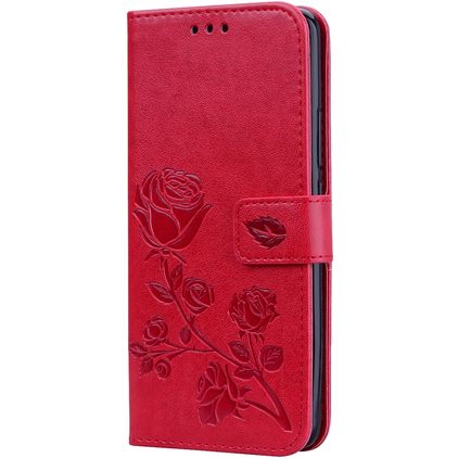 Mobigear Roses Huawei Mate 20 Pro Hülle Klapphülle Geldbörse - Rot