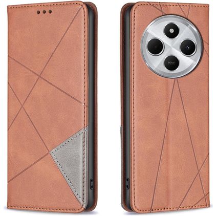 Mobigear Rhombus Slim Xiaomi Redmi 14C Hülle Klapphülle - Braun