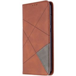 Mobigear Rhombus Slim Huawei P40 Lite E Hülle Klapphülle - Braun