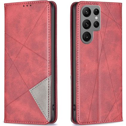 Mobigear Rhombus Slim Samsung Galaxy S23 Ultra Hülle Klapphülle - Rot