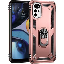 Mobigear Armor Ring Motorola Moto G22 Hülle Hardcase Backcover Stoßfest mit Ringhalter - Roségold