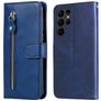 Mobigear Zipper Samsung Galaxy S23 Ultra Hülle Klapphülle Geldbörse - Blau