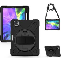 Mobigear SureGrip iPad Pro 11 Zoll (2018) Hülle Kunststoff,Silikon Backcover + Stifthalter + Schulterträger + Ständer - Schwarz