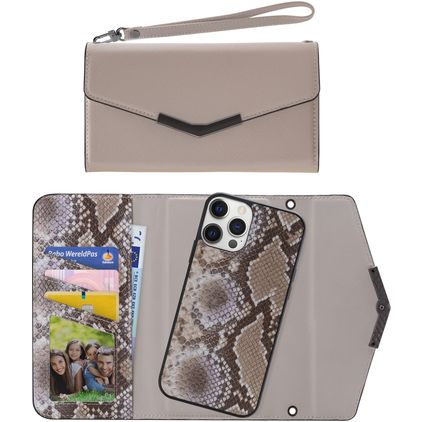 Mobilize Elegant Magnet iPhone 12 Pro Max Hülle 2in1 Clutch (herausnehmbar) - Beige Snake