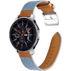 Mobigear Denim Leder Smartwatch Armband Dornschließe - 22 mm - Braun / Blau